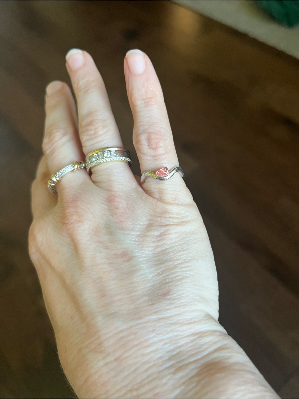 SETTE Coquette Two Toned Pink Pear Pinky Ring Size 4 - Picture 13 of 15